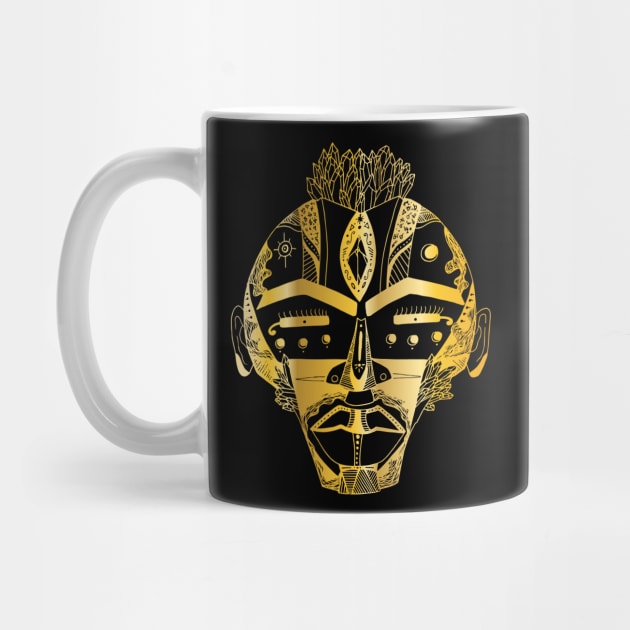 Gold African Mask 4 by kenallouis